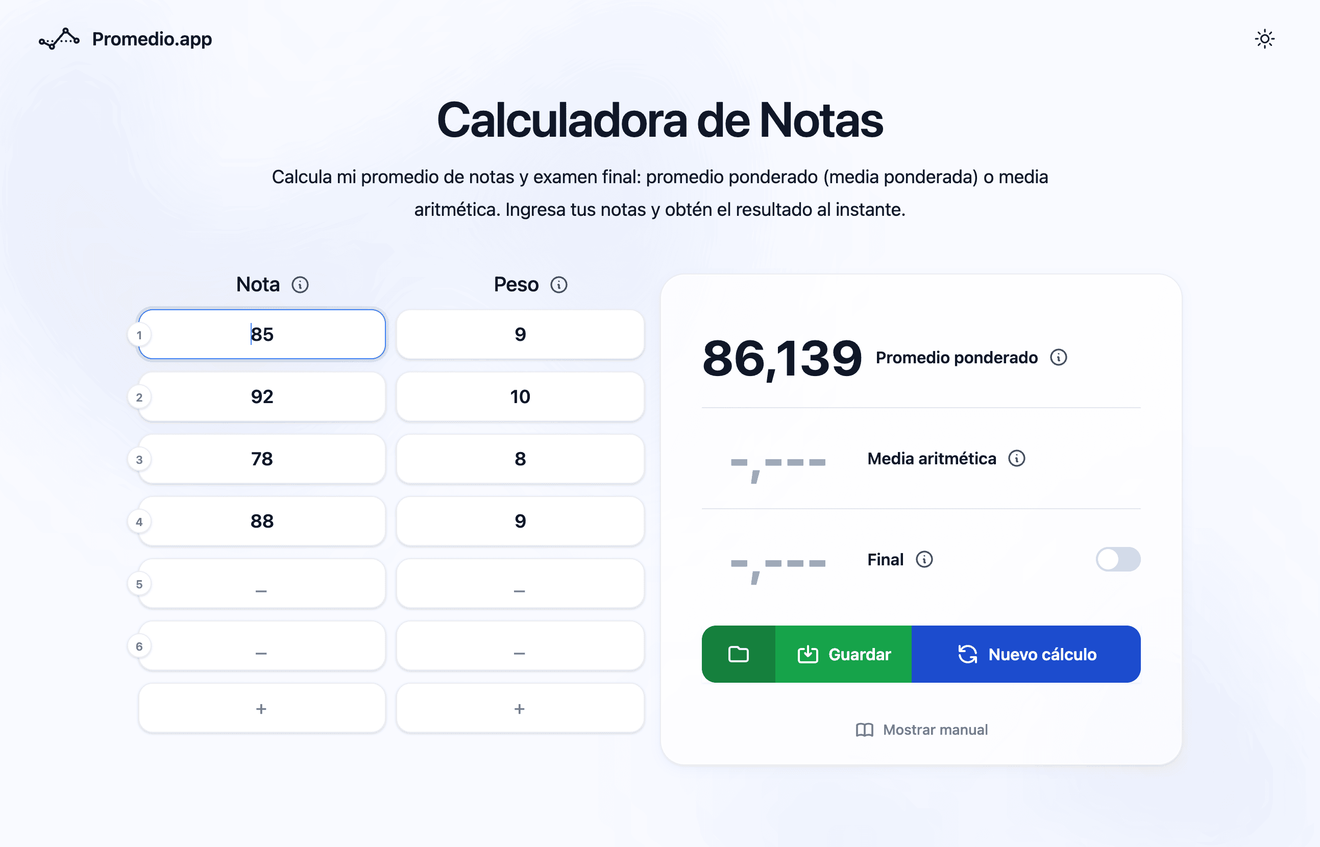 Calculadora de promedio UDG por creditos