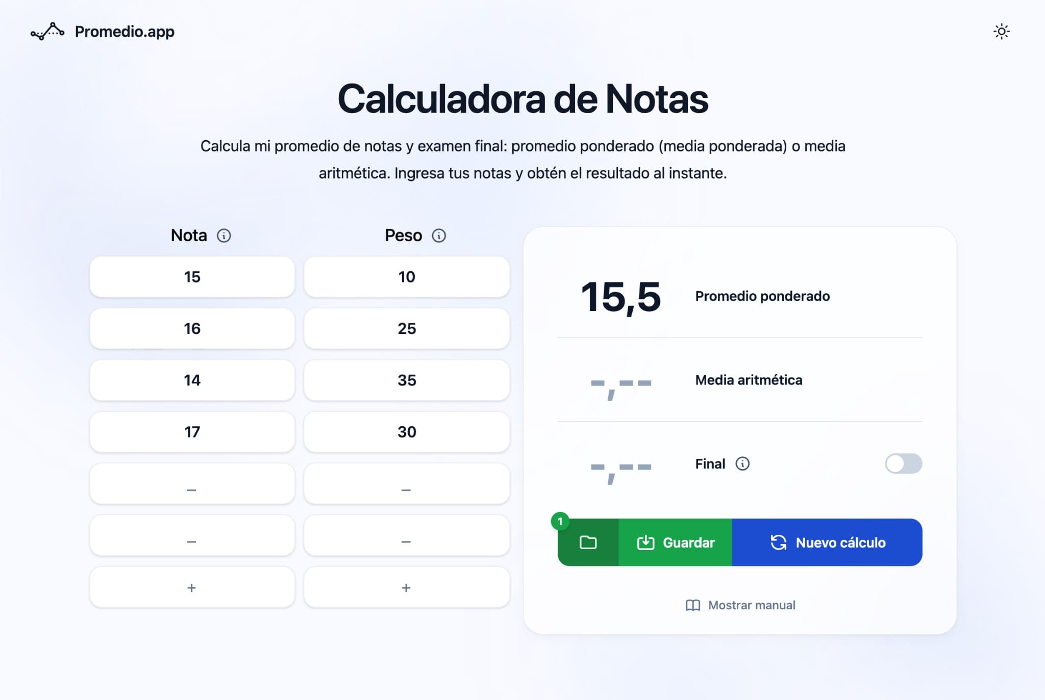 Calculadora de nota por materia UCE — Sumativa Intermedia, Formativa Colaborativa, Formativa Individual y Sumativa Final con porcentajes